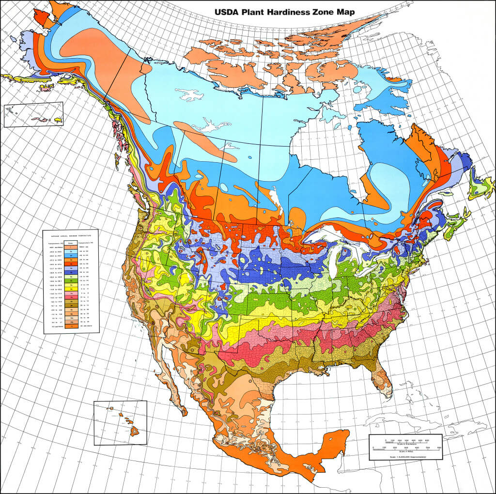 USDA Hardiness Zone Map 1990