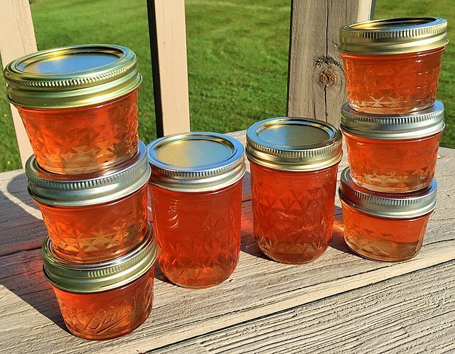 Jars of crab apple jam